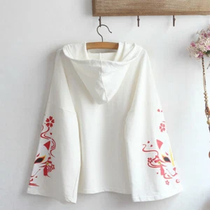 Girl Hoodies Coat Cute Japanese Lolita Cloak Sweatshirt Cape Pullover Lady White - Picture 1 of 9