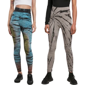 Urban Classics Ladies Cotton Tie Dye High Waist Leggings Stretch Batik Summer - Picture 1 of 17