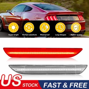 Rear LED Side Marker Lights Bumper Lamps Clear Lens For 2015-2023 Ford Mustang - Picture 1 of 13