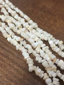 Vintage Large Mop Shell Square Beads New old Stock 24in Strand - Picture 1 of 4