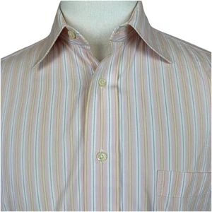 Burberry London Dress Shirt Mens 15.5 L Pink Striped Long Sleeve Button Up 46” - Picture 1 of 9