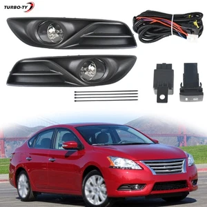 Front Bumper Fog Lights Kit For Nissan Sentra 2013 2014 2015 Clear Lens+Switch - Picture 1 of 12