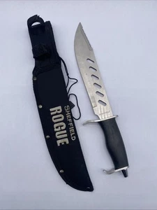 Sheffield Rogue Combination Clip Point Blade With Sheath Black Fixed Blade Knife - Picture 1 of 20