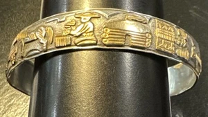T. A. Begay Navajo Sterling Silver 12k Gold F. Storyteller Overlay Cuff Bracelet - Picture 1 of 9