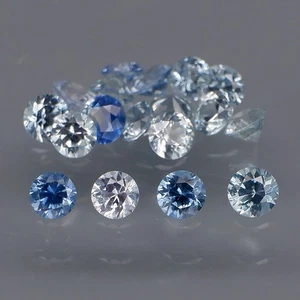 Round Diamond Cut 2.6-3mm.Heated Only Platinum Blue Sapphire Ceylon 18Pcs/1.98Ct - Picture 1 of 6