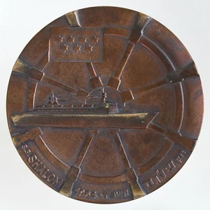 1964 Israel S.S. Shalom (King Solomon Made a Navy of Ships) 59mm Bronze Medal - Picture 1 of 2