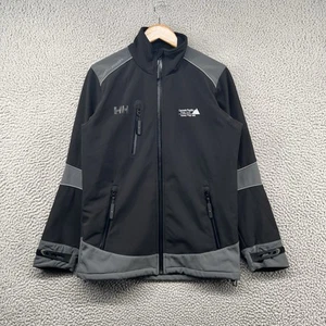 Helly Hansen Softshell Jacket Mens Small Black Windbreaker Fleece Lined Shell - Picture 1 of 12