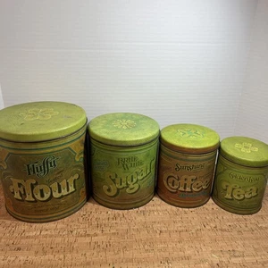 Ballonoff Kanister Set Mehl Zucker Kaffee Tee Nesting Dosen Vintage 70er USA -4 - Bild 1 von 8