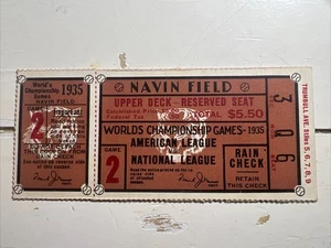 1935 WORLD SERIES GAME 2  TICKET GREENBERG Home Run Detroit Tigers Chicago Cubs - Picture 1 of 7