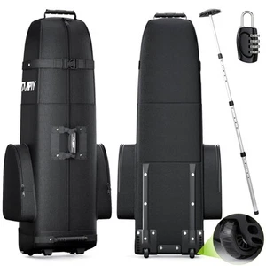 Hard Case Golf Club Travel Bag with Wheels Luggage Lock Cover Airline Waterproof - Picture 1 of 7