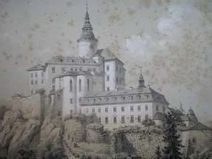 1864 nice RARE ORIGINAL ENGRAVING BOHEMIA CZECH FRYDLANT FRIEDLAND near LIBEREC - Picture 1 of 3