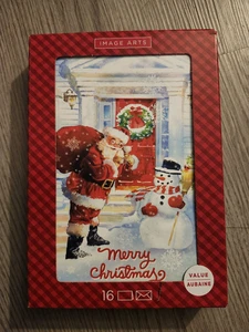 Tarjetas de Navidad Image Arts en caja Santa/Muñeco de Nieve 16 tarjetas y sobres ~ Nuevas - Imagen 1 de 2