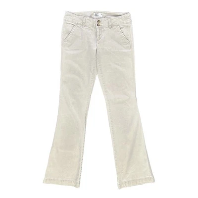 American Eagle 弹力卡其色裤子低腰靴型 Y2K 学院风休闲女式 0 码 — 第 1/4 张图片