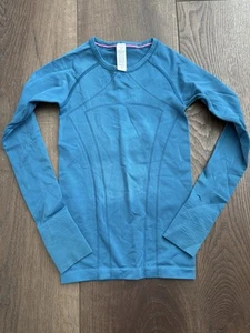 Ivivva by Lululemon Girls Swiftly Fly Tech Blue Teal Long Sleeve Shirt Size 6 - Picture 1 of 5