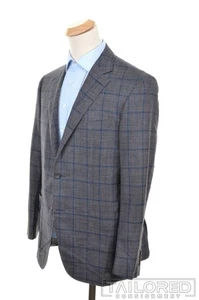 CANALI KEI Current 1934 Gray Plaid Check Wool Silk Linen Blazer Sport Coat 44 R - Picture 1 of 9