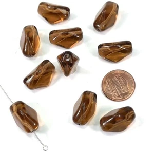 Czech Pressed Druk Glass Beads Fancy 20x13mm Smoked Topaz brown 10 pieces CL291 - Picture 1 of 2