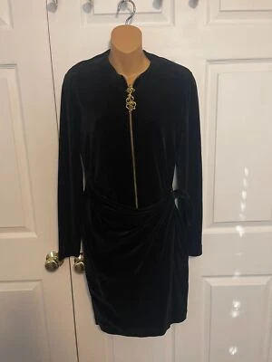 Vintage Badgley Mishka Black Faux Wrap Dress Size 8 - Image 1 of 4