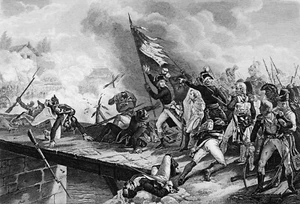 CAMPAGNE d'ITALIE - BONAPARTE au PONT d'ARCOLE en TÊTE des TROUPES -Gravure 19e - Picture 1 of 2
