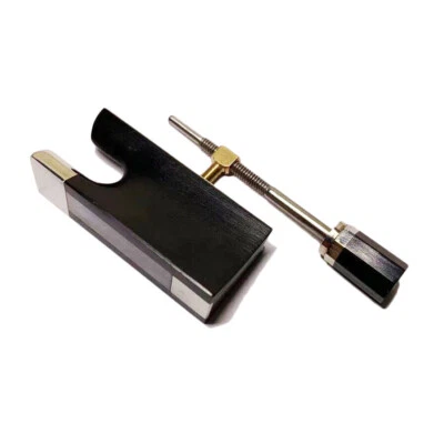 4/4 Violin Ebony Frog No Eye Inlaid Nickel Silver Abalone Frog Ebony Button - Image 1 of 4