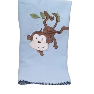 Garanimals Monkey Blue Fleece Baby Security Lovey Blanket 38" X 29" - Image 1 of 4