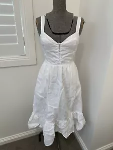 Reformation White Linen Dolci Dress Size 0 US 8 Aus Cottagecore Wedding S - Picture 1 of 18