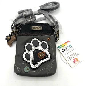 CHALA Dog Paw Appliqué Cell Phone Purse Crossbody Shoulder Bag 2 Straps NWT - Picture 1 of 6