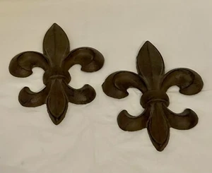 Cast Iron Fleur De Lis Wall Plaque Sign Rustic/Antique Style 9 In - Picture 1 of 7