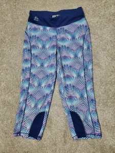 Reebok Women’s Athletic Workout 3/4 Length Leggings Blue White Size Medium M - Picture 1 of 7