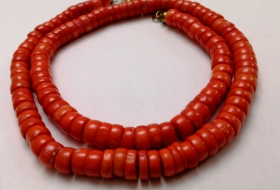 Antique Amazing Authentic Salmon Undyed Rare Untreate Necklace Coral Organic134g - Image 1 of 4