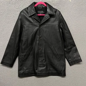 Chaqueta de Cuero J Crew De Colección Para Hombres M Negra Y2K Peso Pesado Forrada de Vellón Motociclista - Imagen 1 de 13
