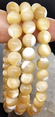 Mother of Pearl Shell Crystal Bracelet 6mm Set Of 3 - Image 1 of 4