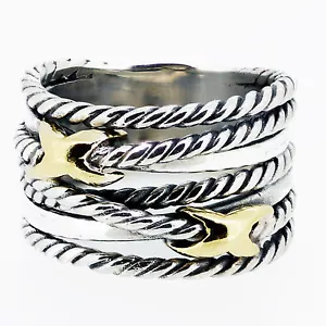 David Yurman X Collection Ring Two Row 925 18k - Picture 1 of 3