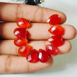 Top Quality Red onyx Briolette Gemstone Strand Size 14x10 MM Pear Shape - Picture 1 of 6