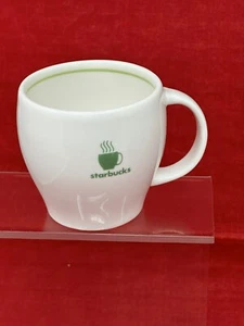 Starbucks Barista Abbey Mug with Steaming Cup White with Green Stripe 2003 - Picture 1 of 11