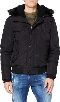 Superdry Hombre Chaqueta Chinook Rescue Bomber Parka Abrigo Piel Sintética Negro Foto 1 de 4