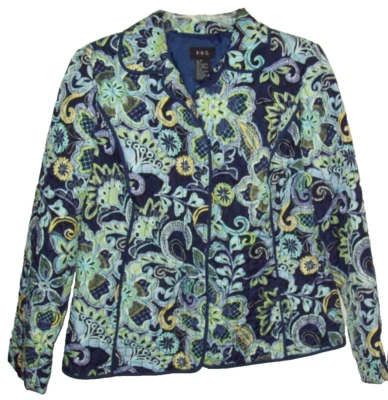 CHAQUETA R Q T ACOLCHADA LIGERA Cremallera Completa Manga Larga FLORAL TALLA MEDIANA BUSTO 42" Foto 1 de 4