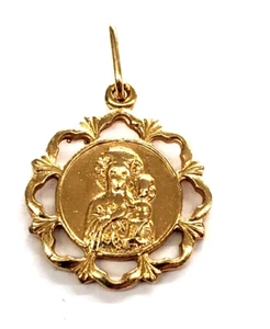 14K Yellow Gold Mother Mary & Baby Jesus Pendant/Charm -3.6 grams - Picture 1 of 6