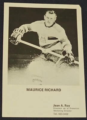 MAURICE RICHARD - NHL OLD TIMER JERSEY - JEAN A. ROY MARKETING DIRECTOR POSTCARD - Image 1 of 2