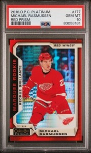2018-19 Opc Platinum Michael Rasmussen  Red Prism/199  PSA 10 Detroit Red Wings 