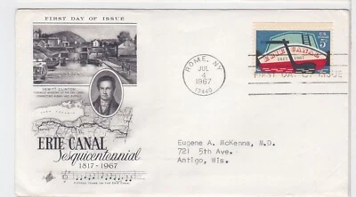 TurtlesTradingPost- Erie Canal  #1325 1967 FDC- Artcraft Cachet- Ayerst Labs Ad - Image 1 of 2