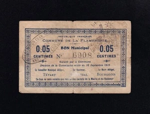 F.C. FRANCIA FRANCE , LA FLAMENGRIE , 5 CENTIMOS 1915 , MBC- (VF-) . - Picture 1 of 2