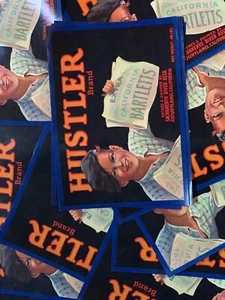 Lot: 23 Hustler Brand California Bartletts Fruit Crate Label Vintage poster  - Picture 1 of 7