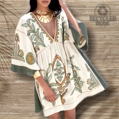 Mini Vestido Zara Talla Pequeña Romy Bordado Campesino Boho Caprichoso Festival Foto 1 de 4