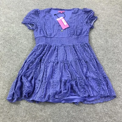 Vestido Betsey Johnson Mujer XL Veri Peri Hannah Mini Encaje Patinador Volantes Nuevo con Etiquetas Foto 1 de 4