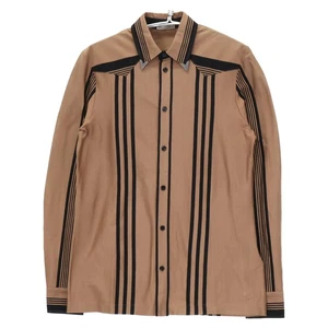 BOTTEGA VENETA Brown 50924 Striped Western Shirt tops 46 Brown - Picture 1 of 11
