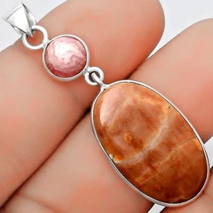 Mookait & Rhodochrosit Argentinien 925 Sterling Silber Anhänger Schmuck P-1098 - Bild 1 von 5