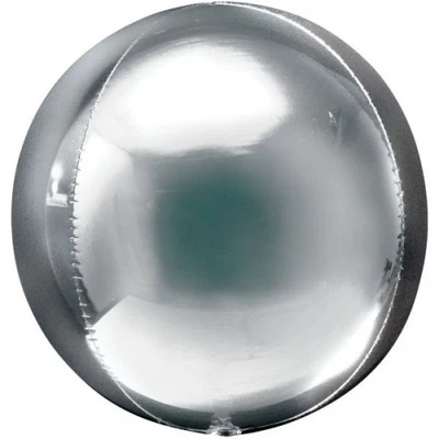 BUBBLES palloncino ORBZ ARGENTO 16"/40cm - pallone sfera - fornito sgonfio - Immagine 1 di 2