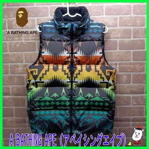 A Bathing Ape BAPE Down Vest S Multicolor Feather Polyester Excellent Condition - Picture 1 of 11