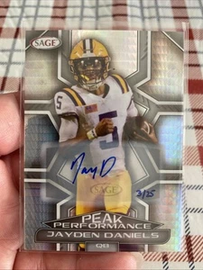 2024 SAGE HIT Jayden Daniels #PKAJD2 Peak Performance Prizm Ref Auto/25 BLAZER🔥 - Picture 1 of 2