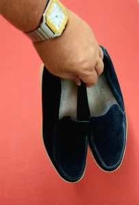 $925 Loro Piana Italy Men's Black Suede Summer Walk Loafer Euro 42 1/2 US 9? - Picture 1 of 14